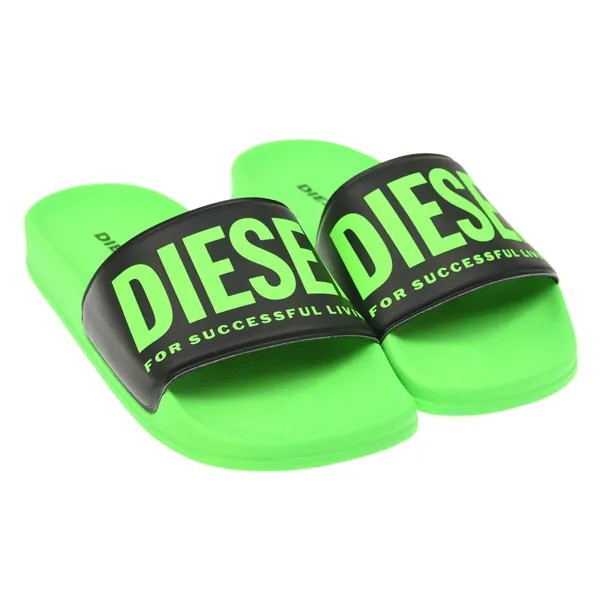 Зеленые шлепанцы с логотипом бренда Diesel детские