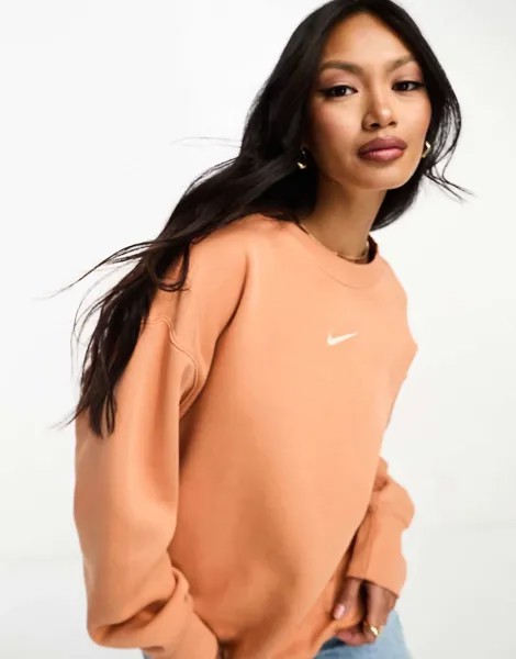 Оверсайз-толстовка из флиса Nike Mini Swoosh янтарно-коричневого цвета