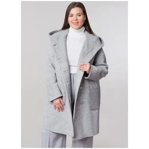 Пальто полушерстяное 50, каляев, размер 56, серый