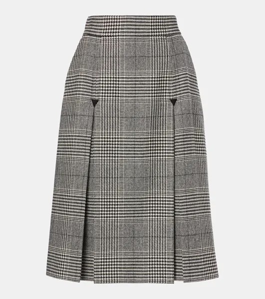 Юбка миди из шерстяной смеси в клетку «Принц Уэльский» Dolce&Gabbana, цвет quadri-check-tartan