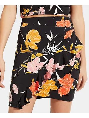 GUESS Женская черная короткая юбка с рюшами и цветочным принтом Размер: XL