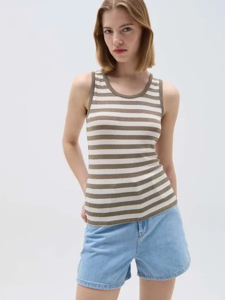 Майка из люрекса acostine fantasia a righe Ovs, цвет white/green