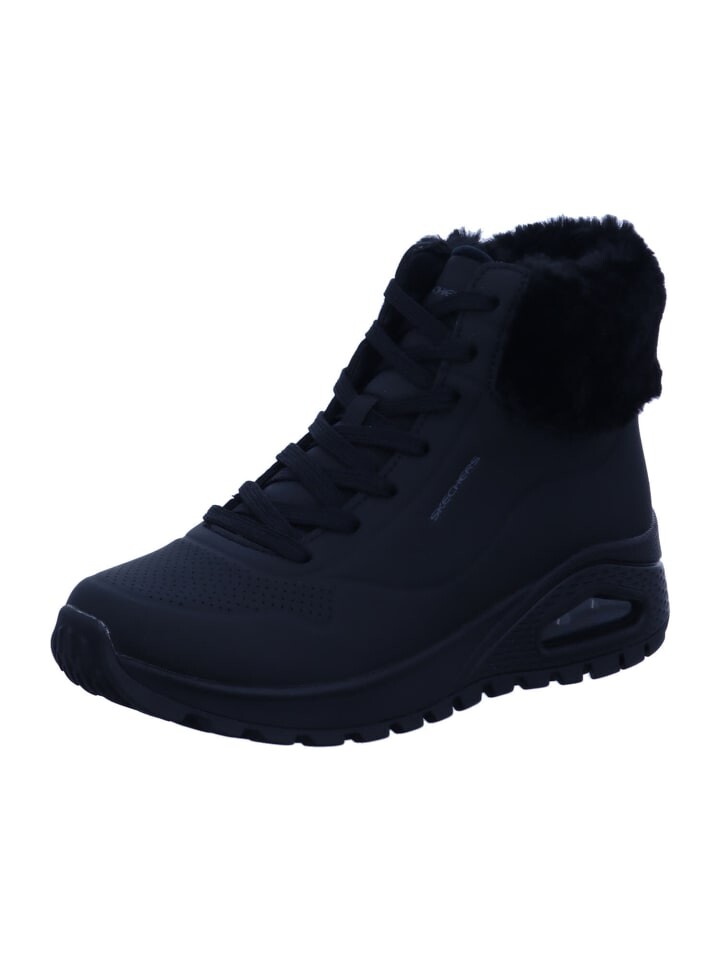 Сапоги Skechers Damen warm Faux Fur Collar Lace Up Sneake, черный