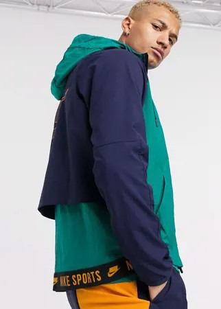 Сине-зеленая куртка с капюшоном и молнией Nike Training sport pack-Зеленый