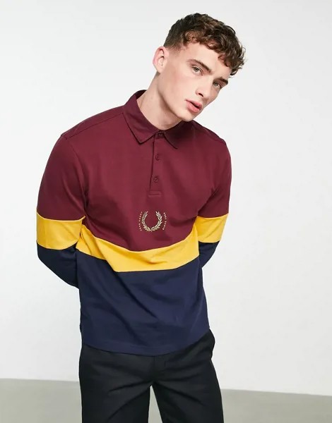 Разноцветная футболка-поло в стиле регби с длинными рукавами Fred Perry Reissues-Разноцветный