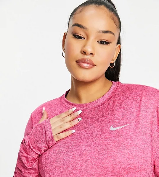Розовая футболка с круглым вырезом Nike Running Plus Element Dri-FIT-Красный