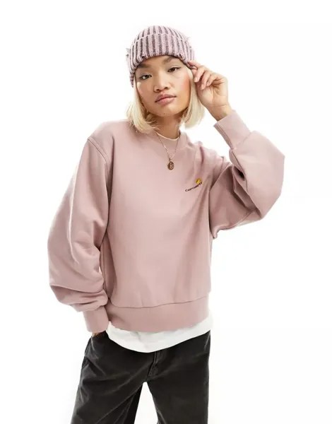 Розовый свитшот с американским шрифтом Carhartt WIP