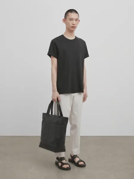 Футболка из хлопка с коротким рукавом relaxs fit - studio Massimo Dutti, черный