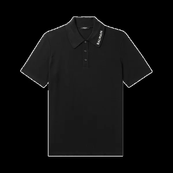 Рубашка Balmain Embroidered Polo 'Black/White', черный