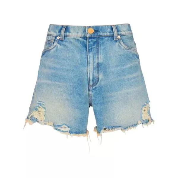 Шорты mid-rise frayed denim shorts Balmain, синий