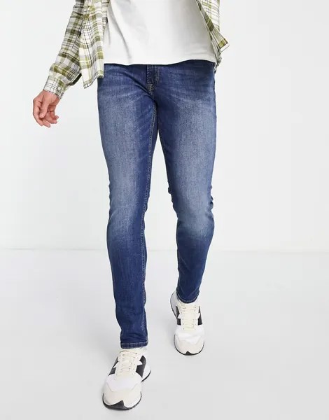 Синие облегающие джинсы стретч Jack & Jones Intelligence-Синий