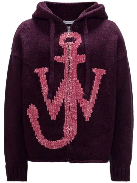 JW Anderson толстовка с капюшоном на молнии с логотипом якоря, фиолетовый