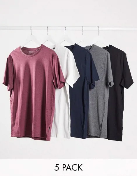 Набор из 5 футболок разных цветов Burton Menswear-Мульти