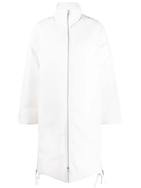 Jil Sander пуховик с высоким воротником, белый