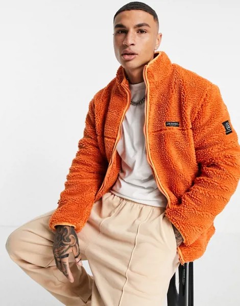 Оранжевая флисовая куртка из искусственного меха Topman-Оранжевый цвет