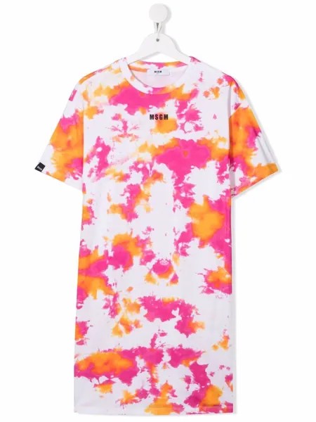 MSGM Kids футболка с принтом тай-дай и логотипом