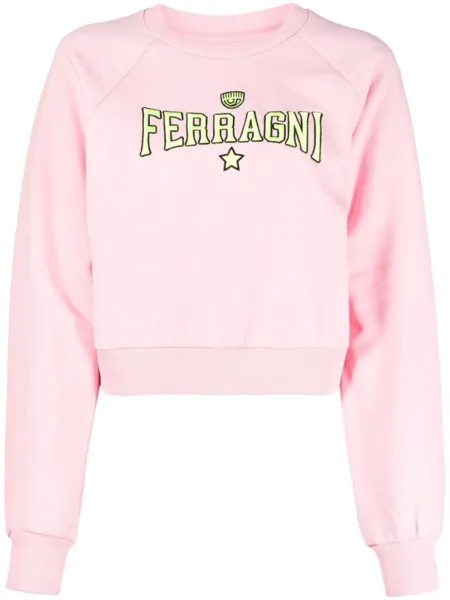 Chiara Ferragni толстовка с вышитым логотипом, розовый