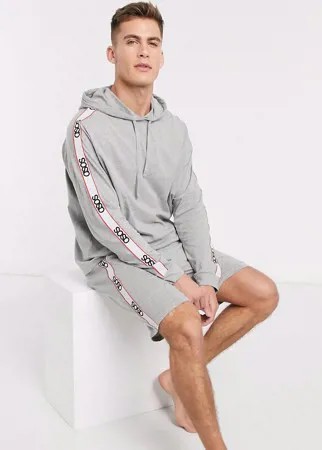 Серая меланжевая пижама с oversized-худи и шортами ASOS DESIGN-Серый