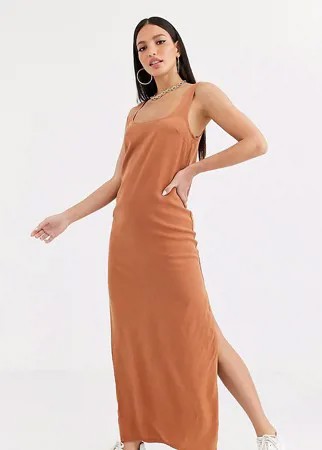 Джинсовое платье-комбинация макси цвета ржавчины ASOS DESIGN Tall-Оранжевый