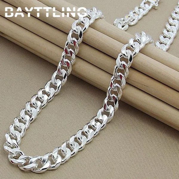 925 Серебро 10MM 20/22/24 дюйма Кубинская цепочка Ожерелье для женщин Мужчины Модные ювелирные изделия Вечеринка Подарки на день рождения