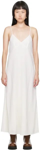 Белое платье макси с V-образным вырезом Chloe