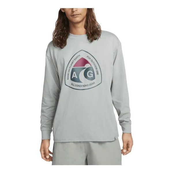 Футболка Nike ACG Long Sleeve Outdoor Sign T-Shirt 'Mica Green', зеленый