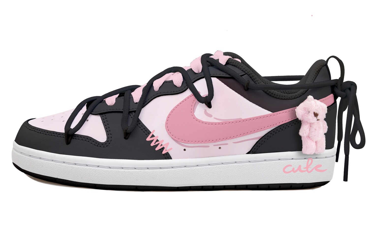 Кроссовки Nike Court Borough Skateboarding Shoes Women's Low-top Black/pink, черный/розовый