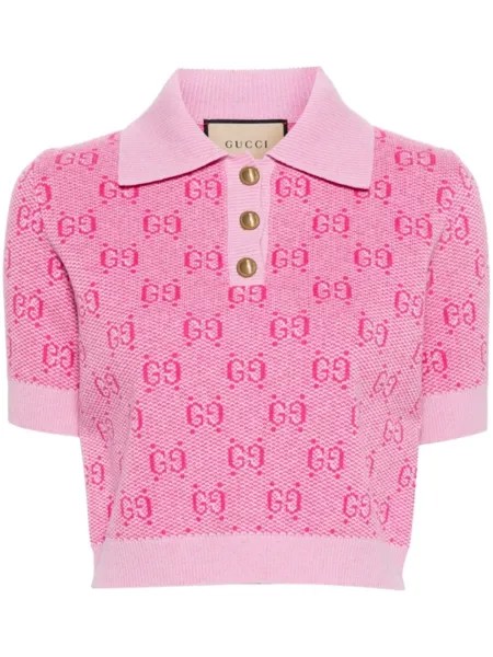 Gucci рубашка поло с логотипом GG, розовый