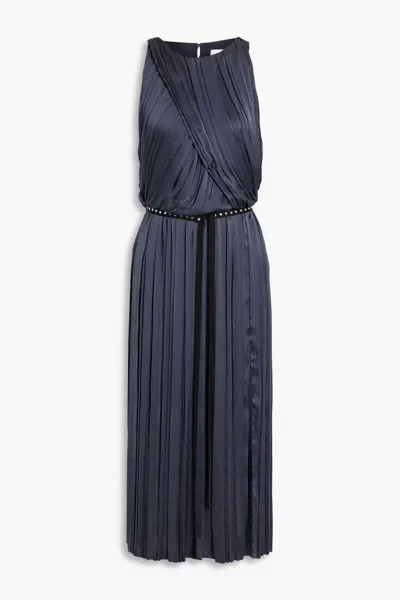 Атласное платье миди миди с вырезом и заклепками 3.1 Phillip Lim, темно-синий