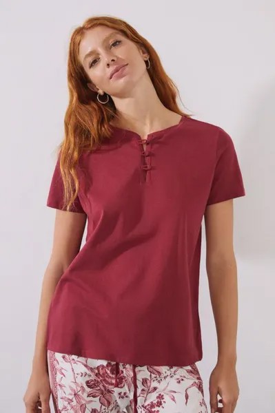 Женская хлопковая пижамная футболка Secret Mix & Match women'secret, бордовый