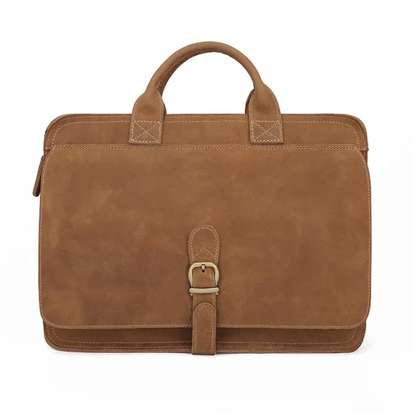 Винтажный Мужской портфель Highend из толстой натуральной кожи коричневого и кофейного цвета для ноутбука 14 дюймов, деловой портфель, сумка-мессенджер M6020