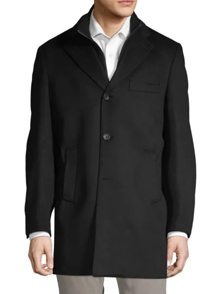 Пальто в стиле «автомобиль» из полушерсти Modern Fit с нагрудником Saks Fifth Avenue, цвет Caviar