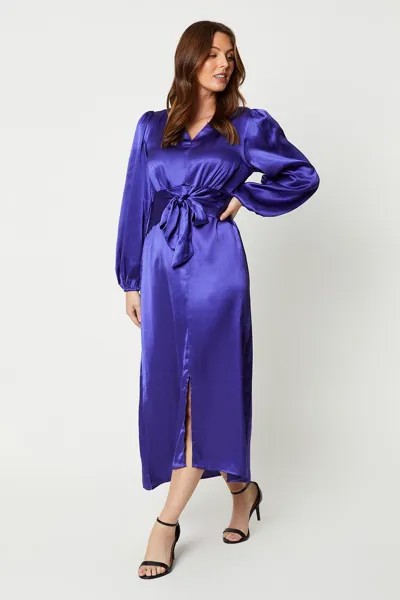 Платье миди с завязками спереди Wallis, фиолетовый