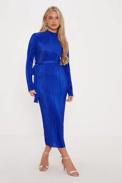 Плиссированное платье миди с поясом Petite Oasis, синий