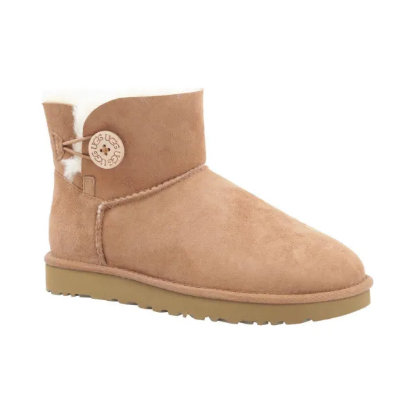 Кожаные зимние ботинки Mini Bailey Button II с добавлением шерсти Ugg, коричневый