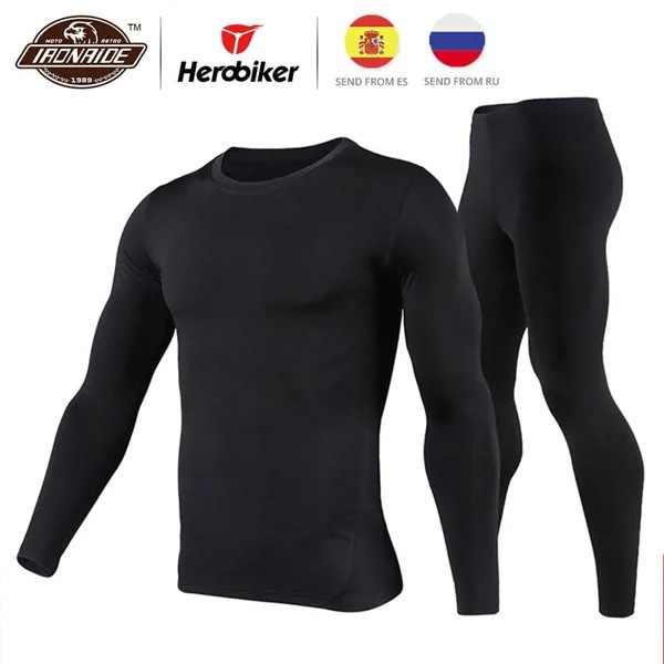 Herobiker Мужская флисовая подкладка Термобелье Комплект Мотоцикл Лыжи Базовый слой Зима Теплый