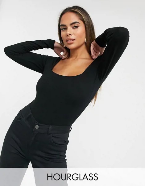 Боди черного цвета с длинными рукавами ASOS DESIGN Hourglass-Черный цвет