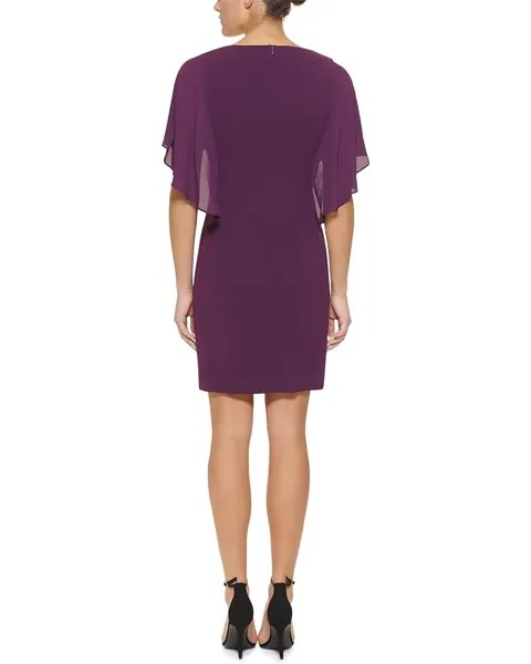 Платье DKNY Chiffon Cape Overlay Dress, цвет Wine