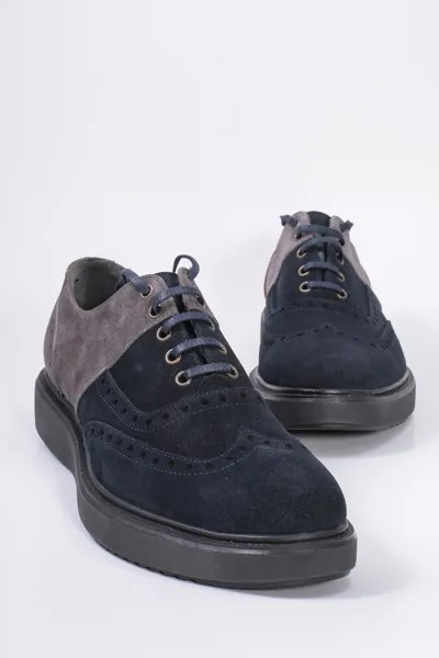 Мужские туфли оксфорды броги темно-синего цвета