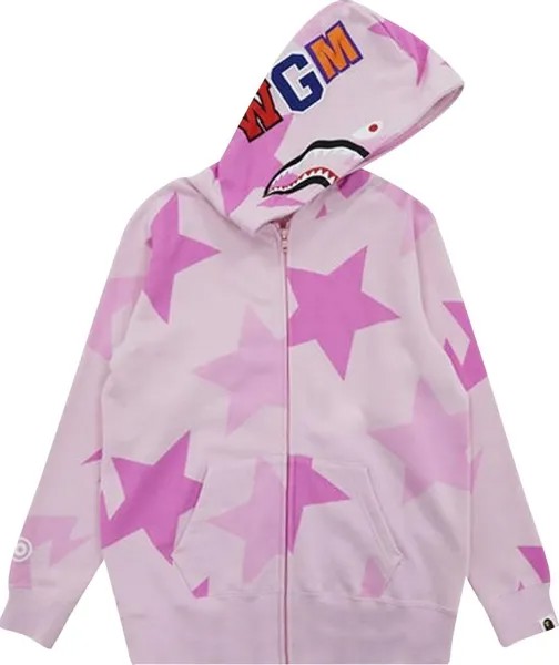 Худи BAPE Sta Pattern Shark Full Zip Hoodie Pink, розовый