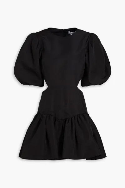 Платье мини из шантунга со сборками и вырезами MSGM, черный