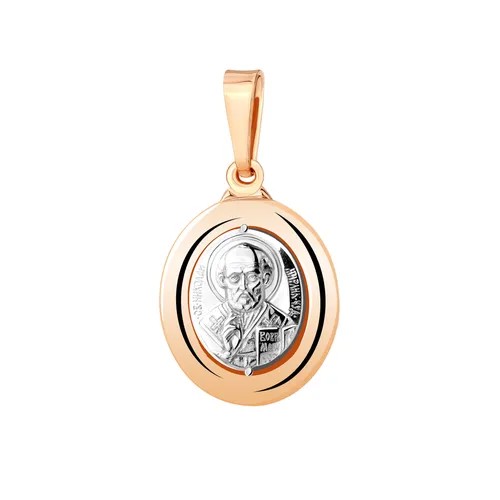 Золотая подвеска из золота Святитель Николай Чудотворец 12076 AQUAMARINE