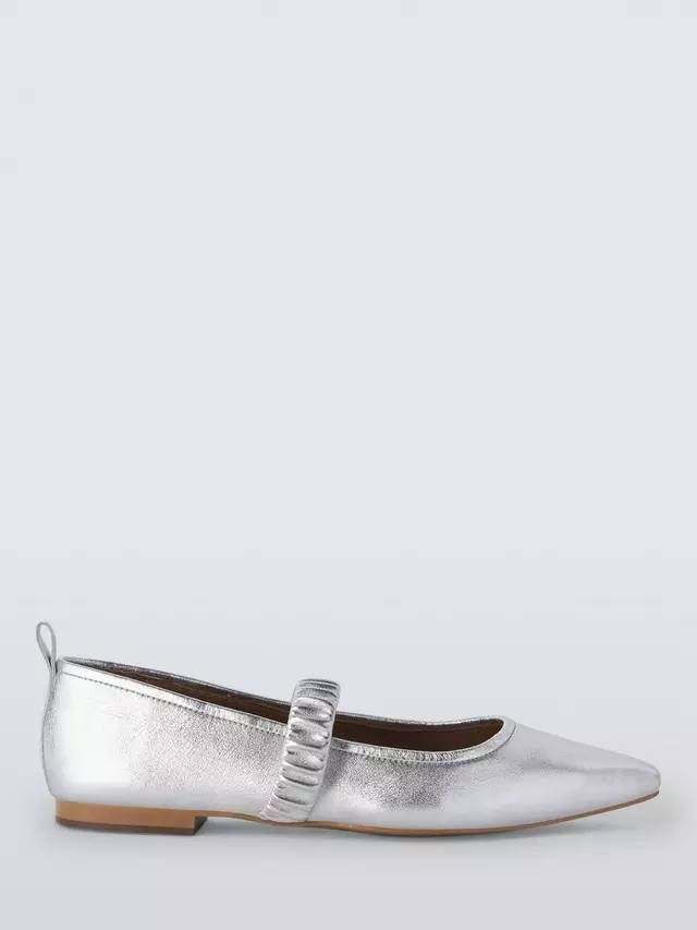 Балетки John Lewis ANYDAY Hennriette Point Toe Mary Jane Sachetto, серебряный