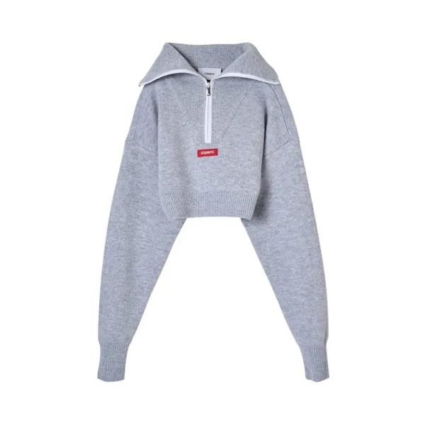 Свитер Coperni Half Zip Boxy Cropped Sweater, серый