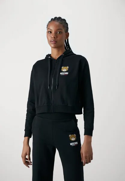 Пижамный топ CROPPED ZIPPED HOODIE Moschino Underwear, черный