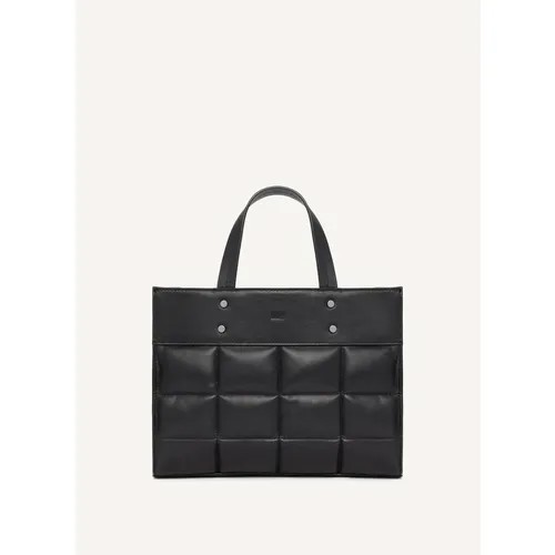 Сумка тоут DKNY Globalist Small Quilted Book Tote, фактура гладкая, рельефная, матовая, стеганая, черный