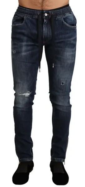 Джинсы DOLCE - GABBANA Темно-синие хлопковые эластичные рваные джинсы IT44/W28/XS $1000