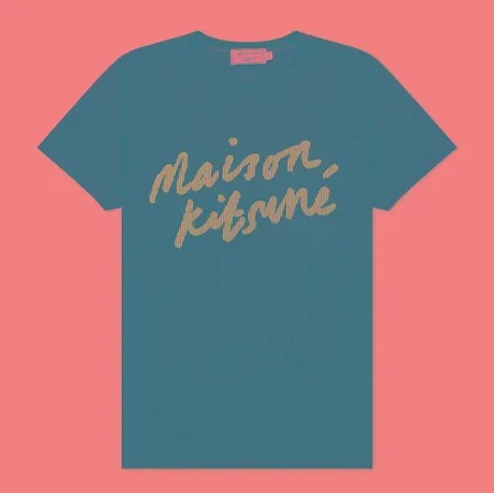 Женская футболка Maison Kitsune Handwriting Classic, цвет зелёный, размер S