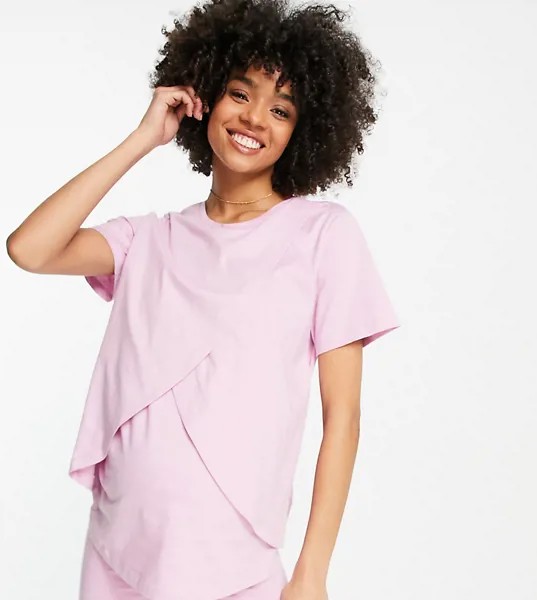 Розовая пижамная футболка для кормящих матерей из органического хлопка от комбинируемого комплекта ASOS DESIGN Maternity – Выбирай и Комбинируй-Розовый