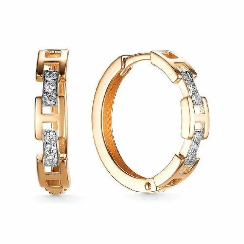 Серьги Corona, красное золото, 585 проба, фианит, красный, золотой